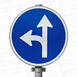 Proceed straight or turn left only