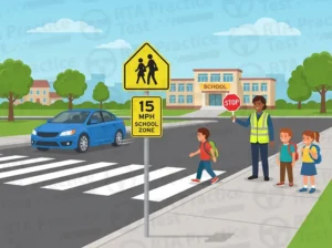 When driving near a school zone, you should: