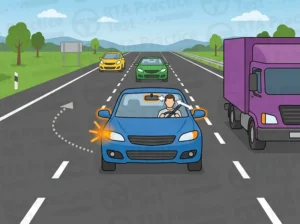 Before changing lanes on a busy highway, what is the correct sequence?