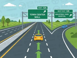 If you miss your highway exit, you should: