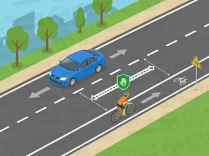 When passing a cyclist, you should: