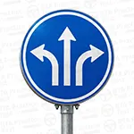 Use the designated lane shown by the white arrows