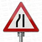 Road narrows on the left