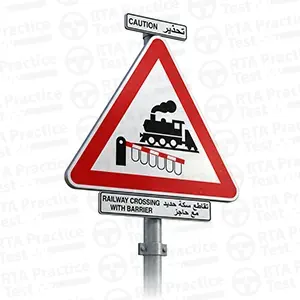 Railway crossing with barrier