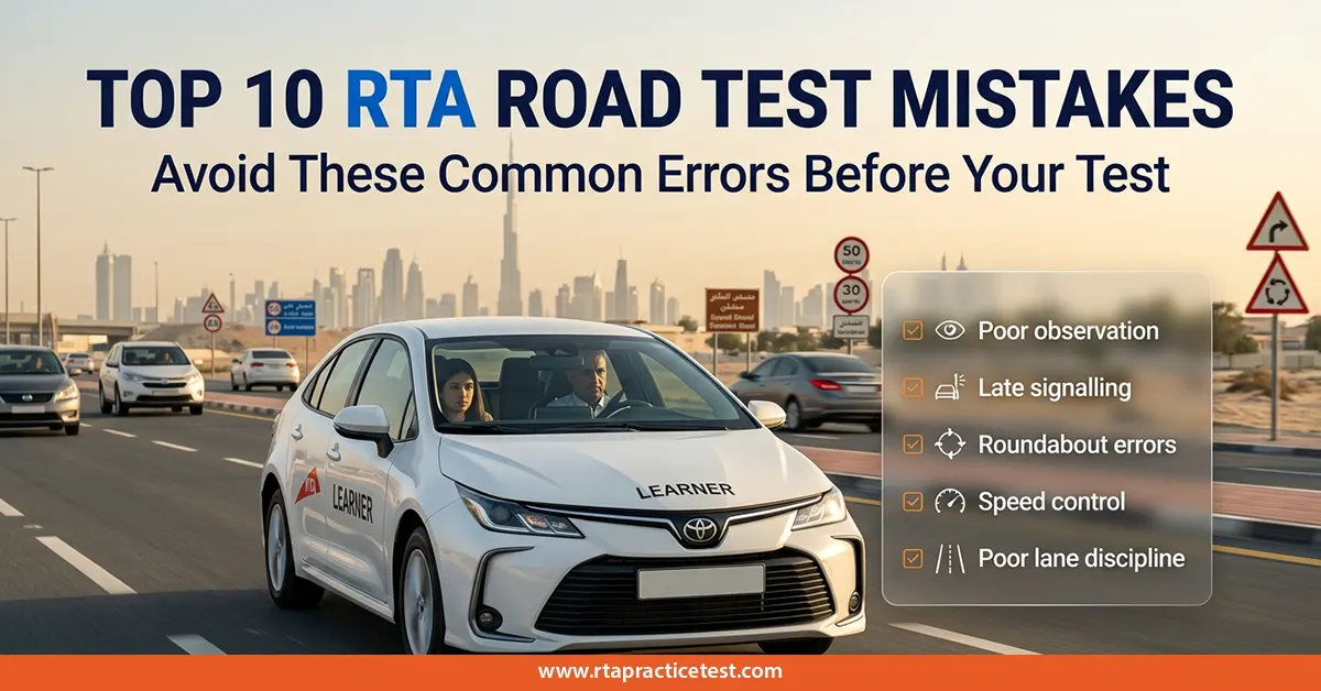 You are currently viewing Top 10 Mistakes That Make You Fail the RTA Road Test