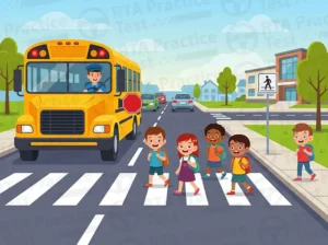 When approaching a school bus picking up or dropping off children, you should: